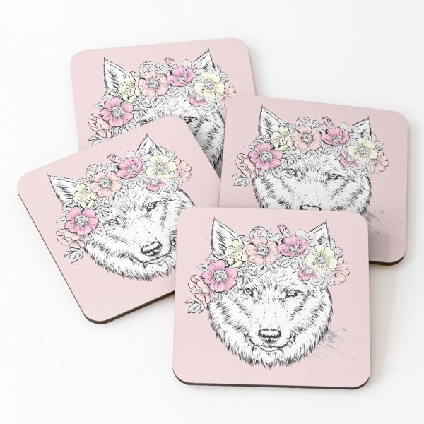 Item preview, Colorful Wolf With Flowers, Colorful Wolf Silhouette , Colorful Wolf, wolf-woman designed and sold by GaliaTati.