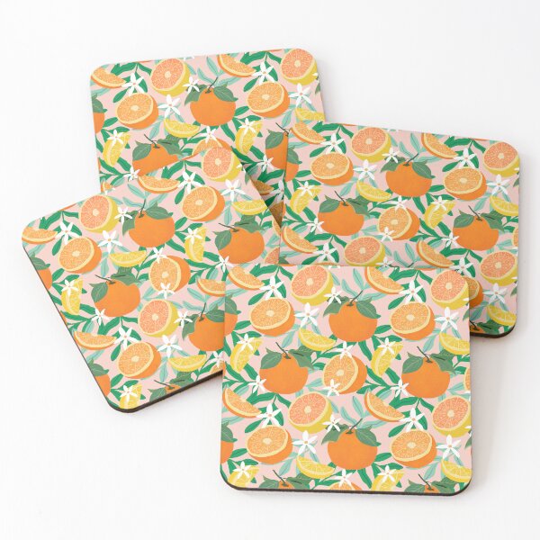 Item preview, Oranges and lemons fruit on pink designed and sold by Lindsay Marie Patterns.