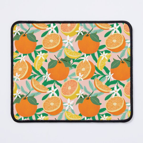 Item preview, Oranges and lemons fruit on pink designed and sold by Lindsay Marie Patterns.