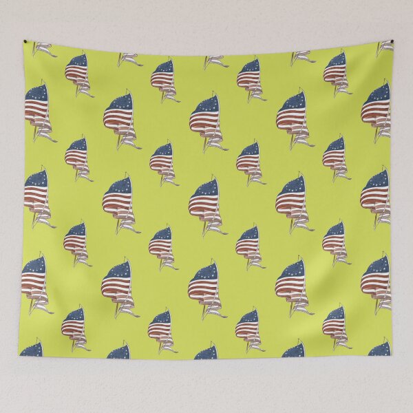 Item preview, Repeating pattern Flag Day on yellow designed and sold by AthertonCustoms.