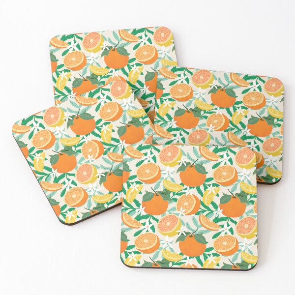 Item preview, Oranges and lemons fruit on cream designed and sold by Lindsay Marie Patterns.