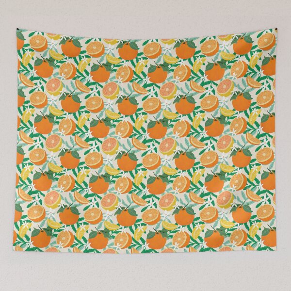 Item preview, Oranges and lemons fruit on cream designed and sold by Lindsay Marie Patterns.