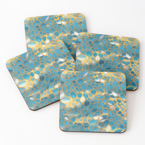 Item preview, Splashes of Turquoise Aqua and Yellow Gold Abstract Design designed and sold by deniselynnimage.