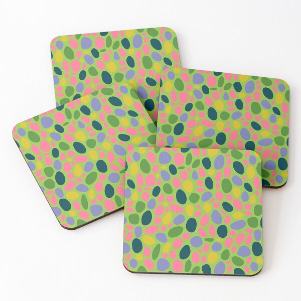Item preview, PEBBLY BOTTOM Abstract Mid-Century Pebbles Minimalist Undersea Ocean Sea Texture Pattern in Pink Purple Teal Yellow on Green - UnBlink Studio by Jackie Tahara designed and sold by Jackie Tahara of UnBlink Studio.