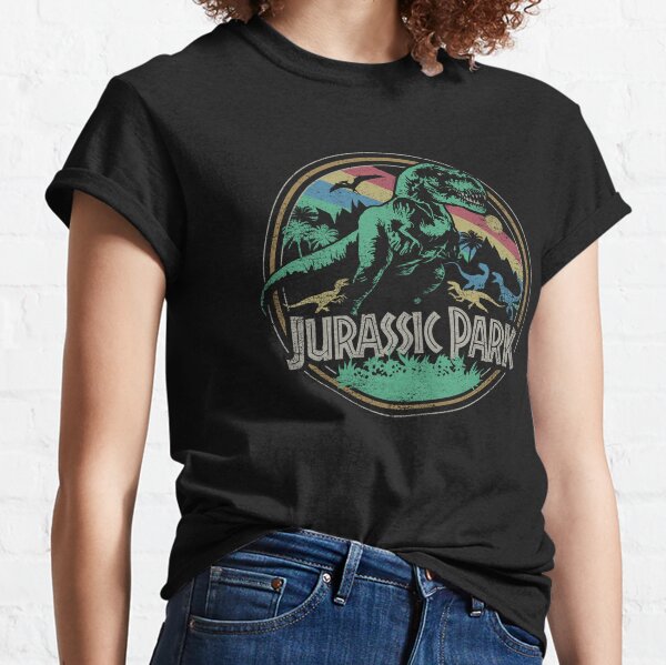 Vintage 90s Jurassic Park Science Fiction Series Dinosaurs Steven Spielberg Universal Studios Style Movie buying Film Top tees tshirt Black Large