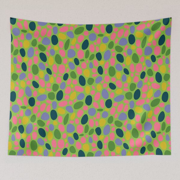 Item preview, PEBBLY BOTTOM Abstract Mid-Century Pebbles Minimalist Undersea Ocean Sea Texture Pattern in Pink Purple Teal Yellow on Green - UnBlink Studio by Jackie Tahara designed and sold by Jackie Tahara of UnBlink Studio.
