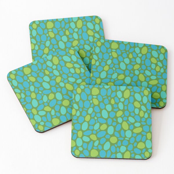 Item preview, PEBBLY BOTTOM Abstract Mid-Century Pebbles Minimalist Undersea Ocean Sea Texture Pattern in Turquoise Blue Green on Dark Green - UnBlink Studio by Jackie Tahara designed and sold by Jackie Tahara of UnBlink Studio.