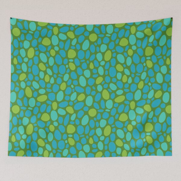 Item preview, PEBBLY BOTTOM Abstract Mid-Century Pebbles Minimalist Undersea Ocean Sea Texture Pattern in Turquoise Blue Green on Dark Green - UnBlink Studio by Jackie Tahara designed and sold by Jackie Tahara of UnBlink Studio.