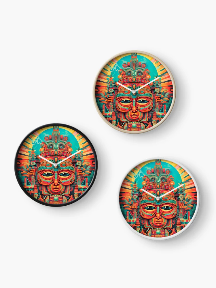 Thumbnail 3 of 4, Clock, Abstract Aztec Patterns designed and sold by Desfix.