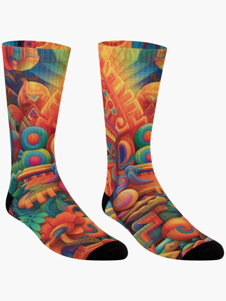 Thumbnail 3 of 5, Socks, Abstract Aztec Patterns designed and sold by Desfix.