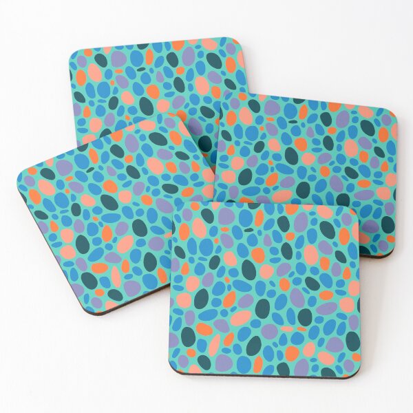 Item preview, PEBBLY BOTTOM Abstract Mid-Century Pebbles Minimalist Undersea Ocean Sea Texture Pattern in Orange Blush Teal Blue Purple on Turquoise - UnBlink Studio by Jackie Tahara designed and sold by Jackie Tahara of UnBlink Studio.