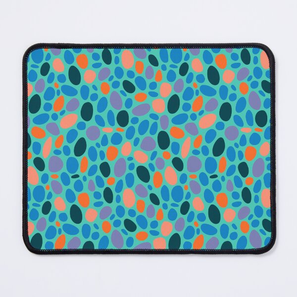 Item preview, PEBBLY BOTTOM Abstract Mid-Century Pebbles Minimalist Undersea Ocean Sea Texture Pattern in Orange Blush Teal Blue Purple on Turquoise - UnBlink Studio by Jackie Tahara designed and sold by Jackie Tahara of UnBlink Studio.