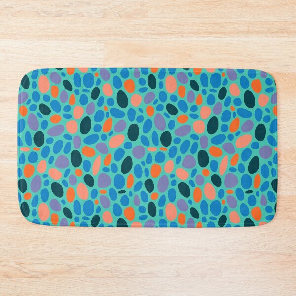 Item preview, PEBBLY BOTTOM Abstract Mid-Century Pebbles Minimalist Undersea Ocean Sea Texture Pattern in Orange Blush Teal Blue Purple on Turquoise - UnBlink Studio by Jackie Tahara designed and sold by Jackie Tahara of UnBlink Studio.