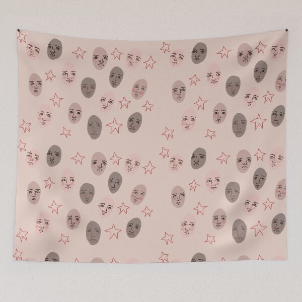 Item preview, cute little face and star pattern designed and sold by mushroommakes.