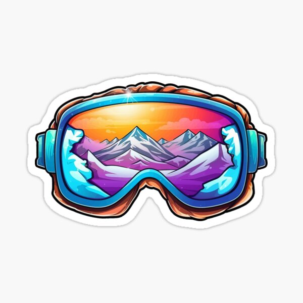 Mountain Reflections: Vibrant Ski Goggles Sticker Sticker