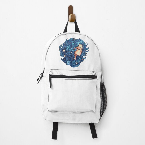 Item preview, Cosmic/Galaxy/Night Sky Lady with blue hair sticker designed and sold by AwesomeAiArt.