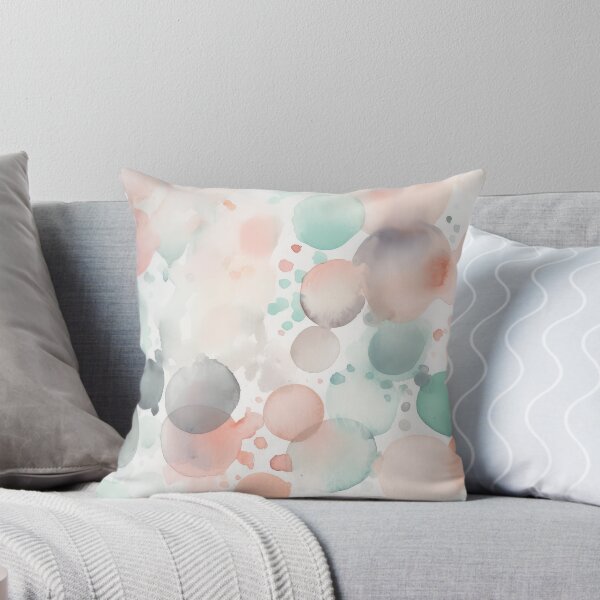 Item preview, Green Grey and Pink Abstract Round Splashes in Light Pastel Colors Watercolor Illustration designed and sold by MeowcuryRising.