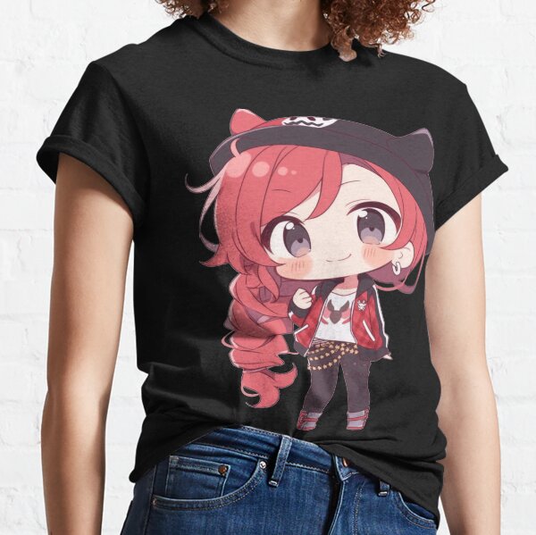 Pelirrojo Confiado Anime Chibi Camiseta clásica