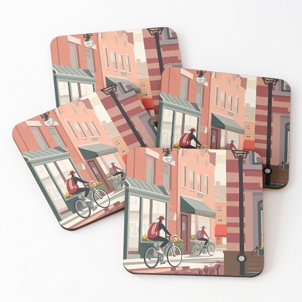 Item preview, Downtown Cycling Quaint City Streets designed and sold by SWReflections.