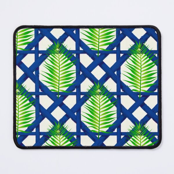 Item preview, Palm leaf on blue lattice designed and sold by SophieClimaArt.