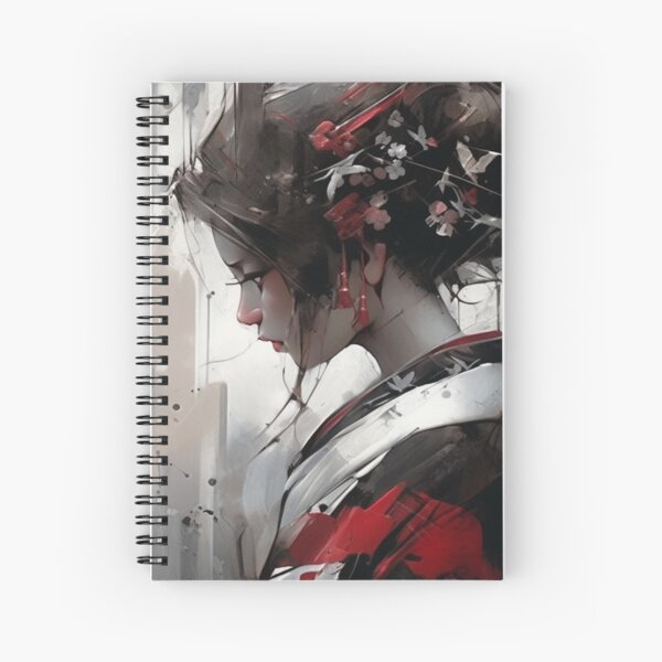 Lonely Japanese Geisha Art Print Spiral Notebook