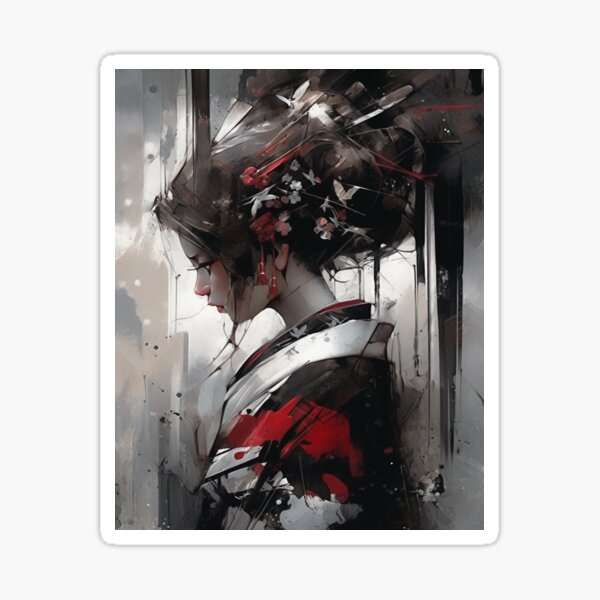 Lonely Japanese Geisha Art Print Sticker
