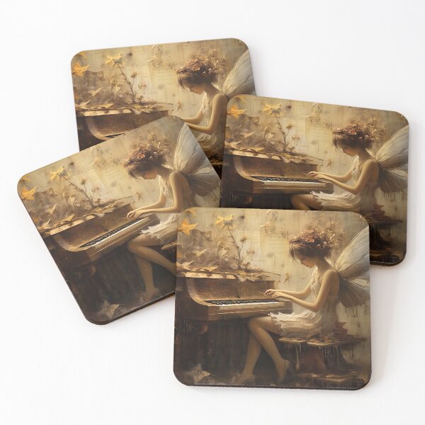 Item preview, Fairy Playing Piano - Evocative digital painting of a musical fairy playing the piano - Award Winning Designer - Very High Resolution designed and sold by CloudofKnowing.