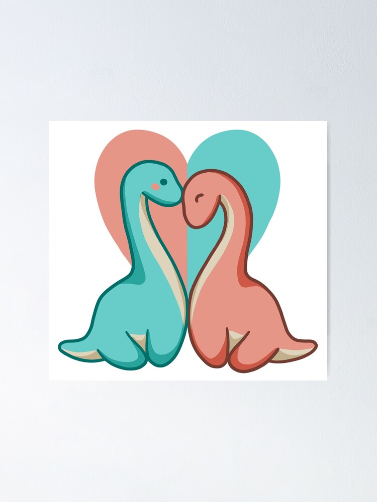 Cute Dino Love, an art print by Minki Artsy - INPRNT