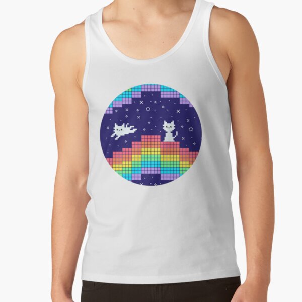 Pixel Art Rainbows and Cats Retro Gaming Aesthetic Tank Top