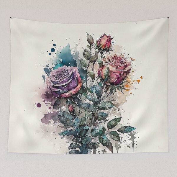 Item preview, Hermosa ilustración de rosal de acuarela de fusión designed and sold by MuaveMotifs.
