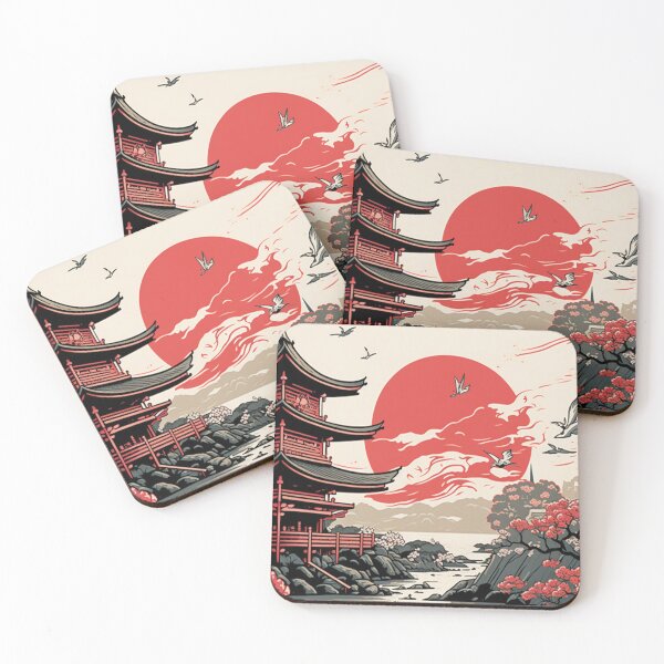 Item preview, LoFi Sakura Serenity: Japanese Pagoda in Red and Gray designed and sold by gullettm.