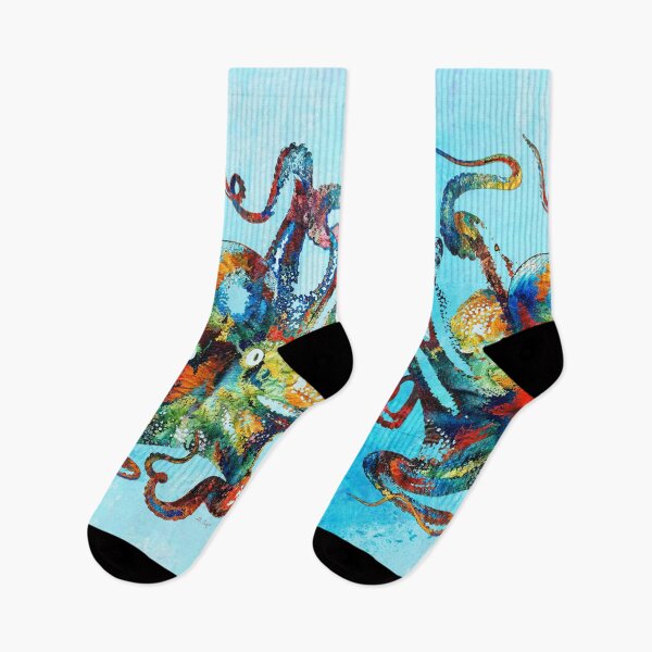 Item preview, Colorful Octopus Blue Watercolor Beach Art designed and sold by Sharon Cummings Art.
