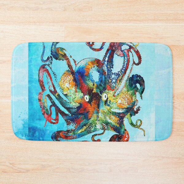 Item preview, Colorful Octopus Blue Watercolor Beach Art designed and sold by Sharon Cummings Art.
