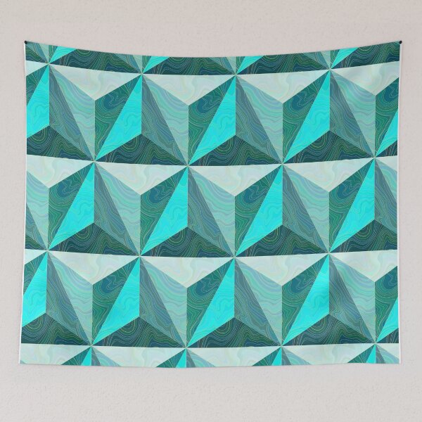 Aperçu de l'œuvre Motif de marbre abstrait triangle géométrique turquoise 3d créée et vendue par Osting.