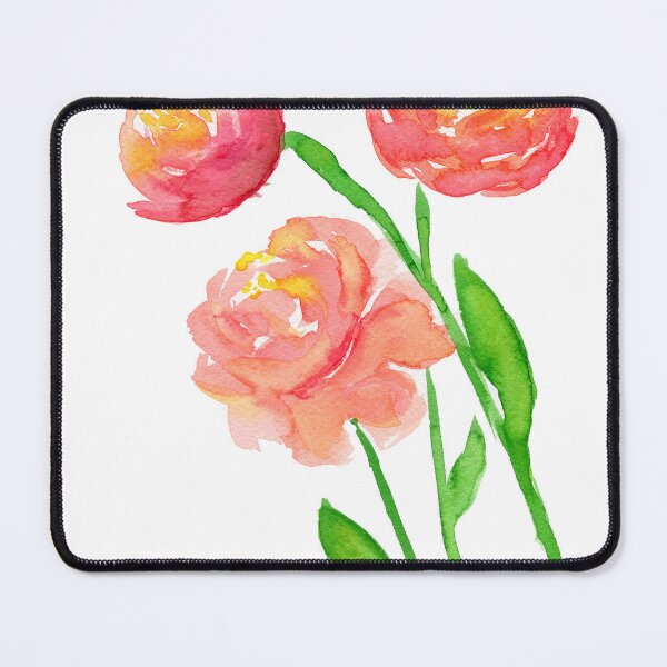 Item preview, Coral peony flowers watercolor painting designed and sold by AnissaF.