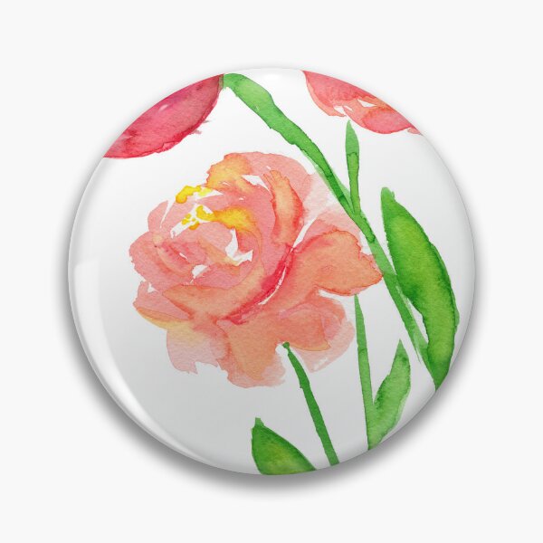Item preview, Coral peony flowers watercolor painting designed and sold by AnissaF.
