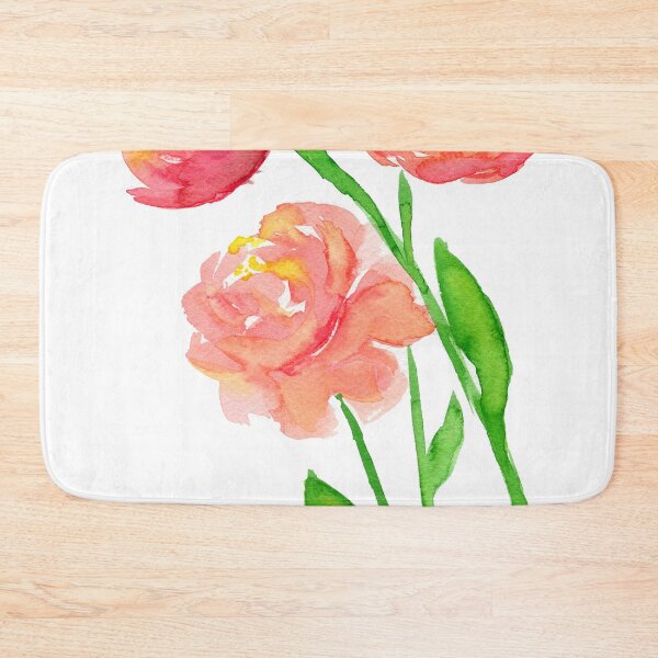 Item preview, Coral peony flowers watercolor painting designed and sold by AnissaF.