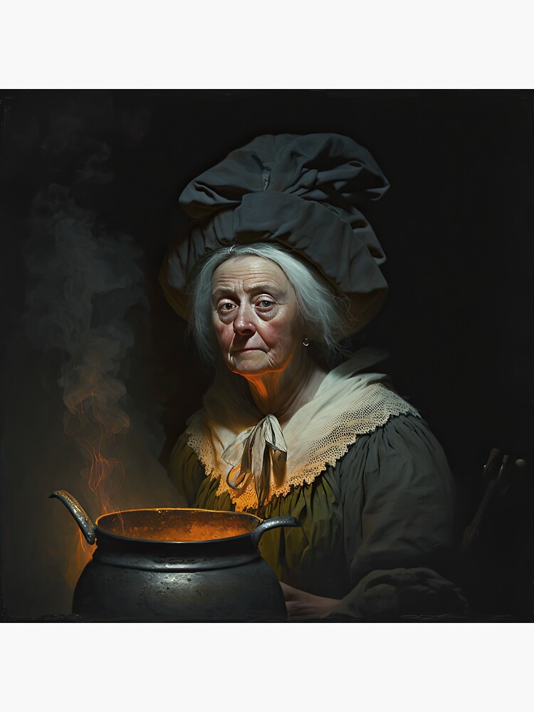 Thumbnail 3 of 3, Sticker, Portrait of a Iron Witch designed and sold by LynneMitchell.