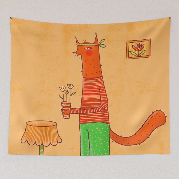 Item preview, Cute fox loves plants and flowers, version 1 designed and sold by IULIART.