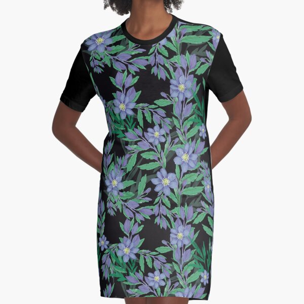 Blooming purple floral at night Graphic T-Shirt Dress