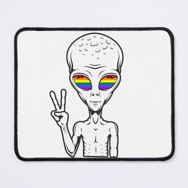Item preview, GAY ALIEN | CUTE PRIDE ALIEN | ALIEN W/ RAINBOW FLAG designed and sold by Festive Feminist.