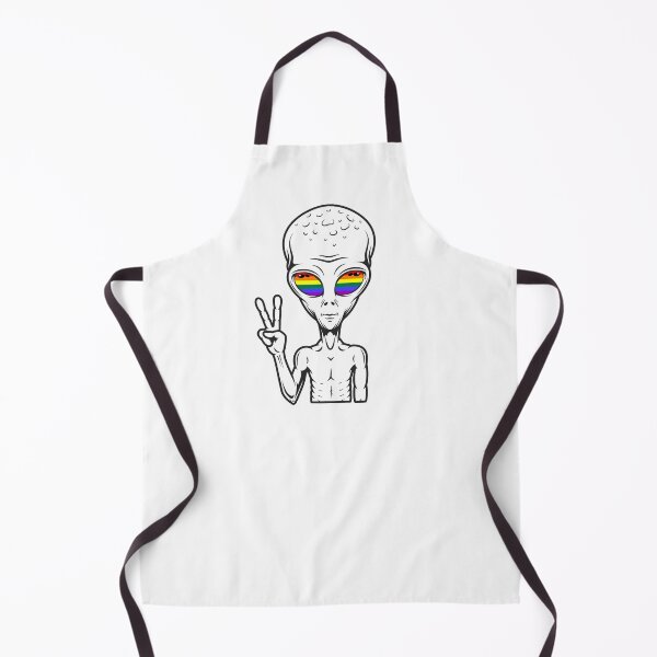 Item preview, GAY ALIEN | CUTE PRIDE ALIEN | ALIEN W/ RAINBOW FLAG designed and sold by Festive Feminist.