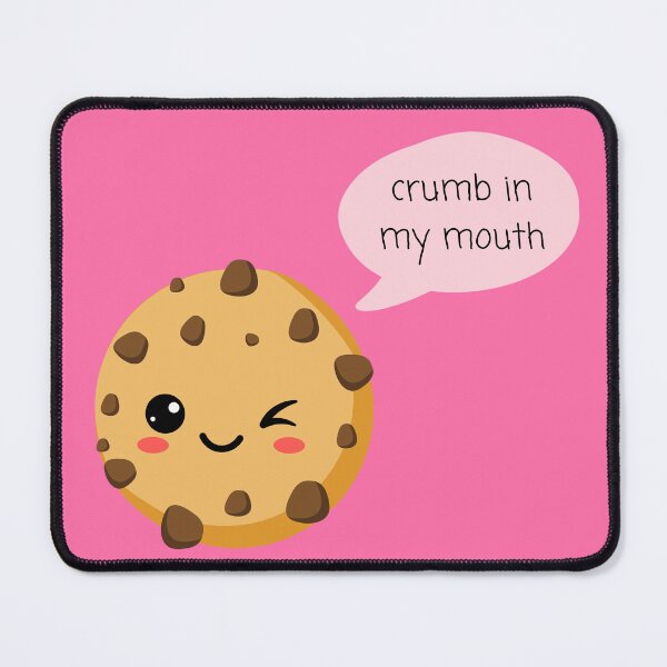 Item preview, Crumb In My Mouth | Winking Chocolte Chip Cookie Pun On Pink Background designed and sold by KinkShoppe.