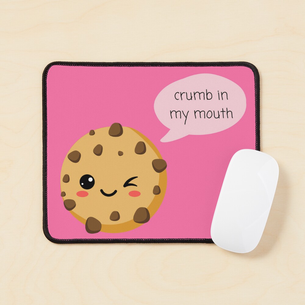 Póster for Sale con la obra «Miga en mi boca | Guiño De Juego De Galletas  Con Chips De Chocolte Sobre Fondo Rosa» de KinkShoppe | Redbubble