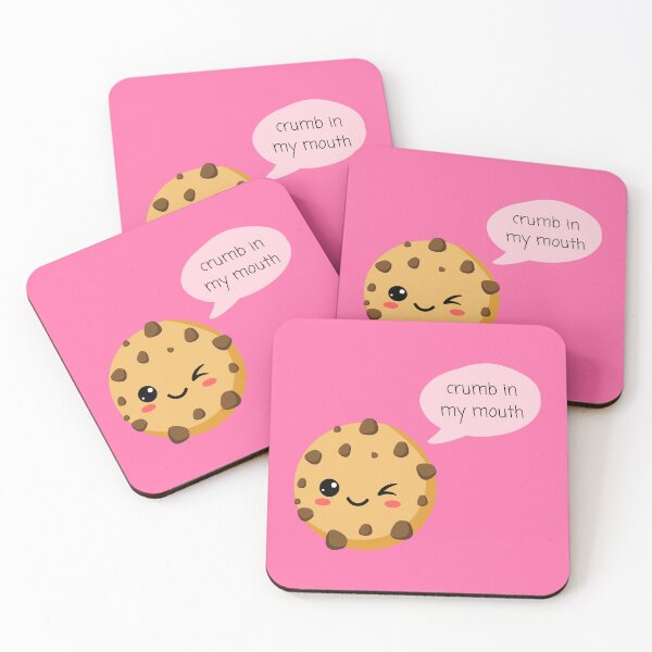 Item preview, Crumb In My Mouth | Winking Chocolte Chip Cookie Pun On Pink Background designed and sold by KinkShoppe.