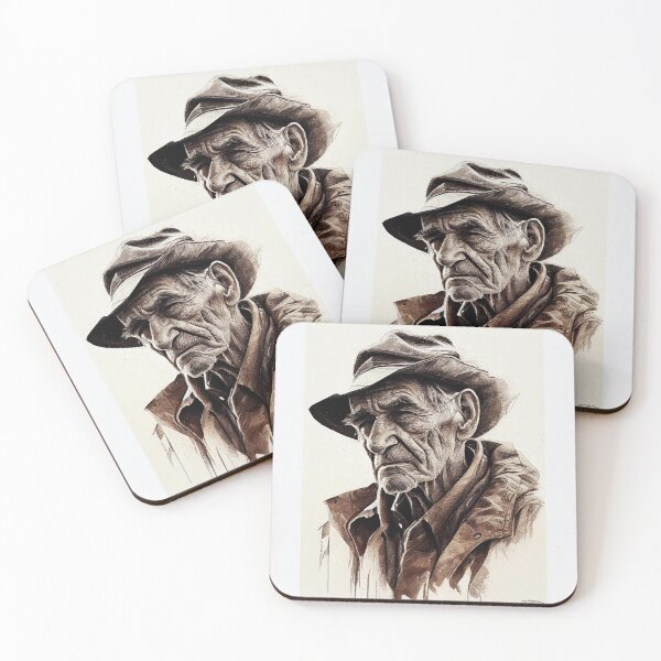 Item preview, Rugged Old Man Charcoal Painting designed and sold by OldSoulPrints.