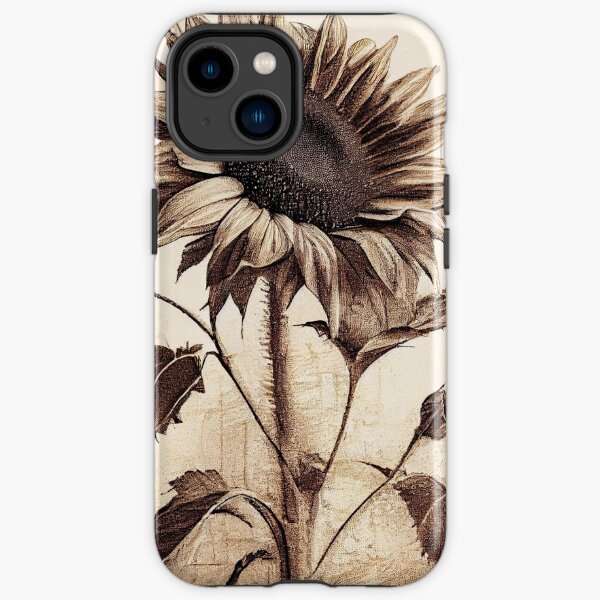 Dessin au fusain de tournesol Vintage Coque antichoc iPhone