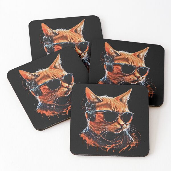 Item preview, Retro Audiocat: Cool Orange Feline with Headphones - Animal designed and sold by Just Art's Creations colinw2292@gmail.com.