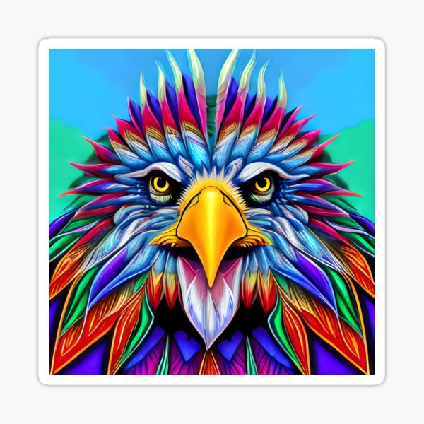 Psychedelic Native American Eagle Sticker