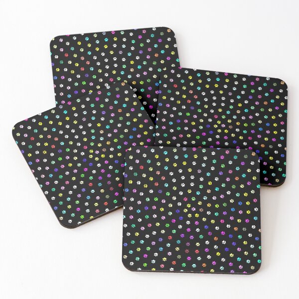 Item preview, Multicolored dog footprints on black background designed and sold by rubenarocho.